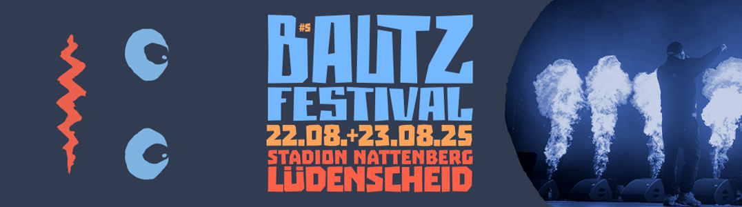 Werbebanner mit dem Titel Bautz Festival 22. August bis 23. August 2025 Stadion Nattenberg Lüdenscheid
