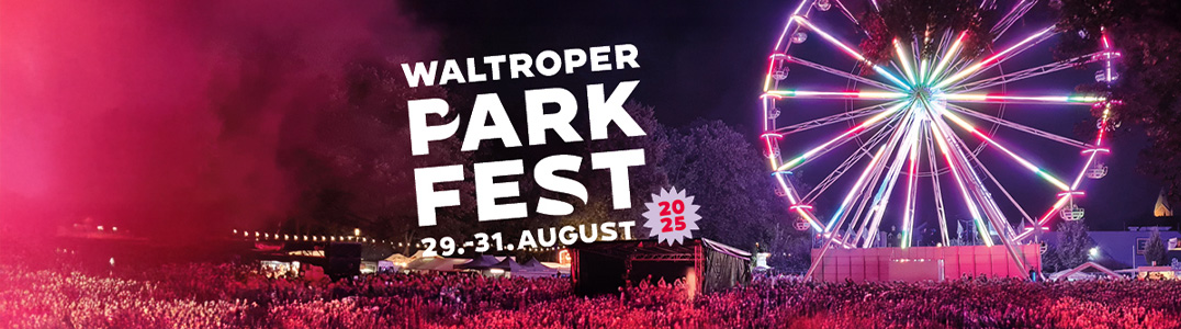 Werbebanner mit dem Titel Waltroper Parkfest 29.-31. August 2025