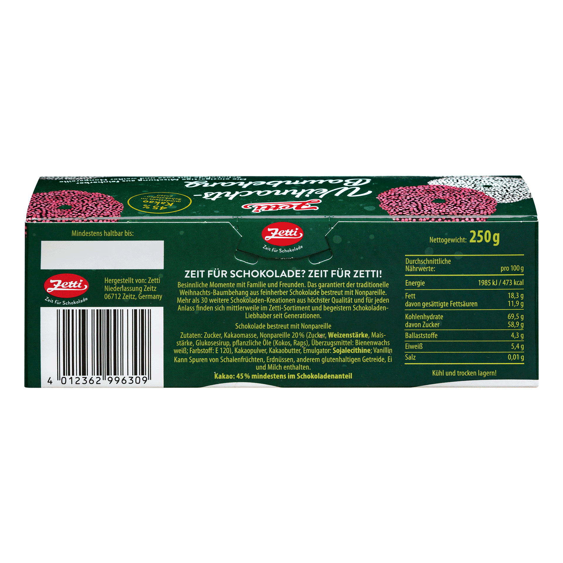 Zetti Weihnachtsbaumbehang Rückseite einer Packung Zetti Weihnachtsbaumbehang