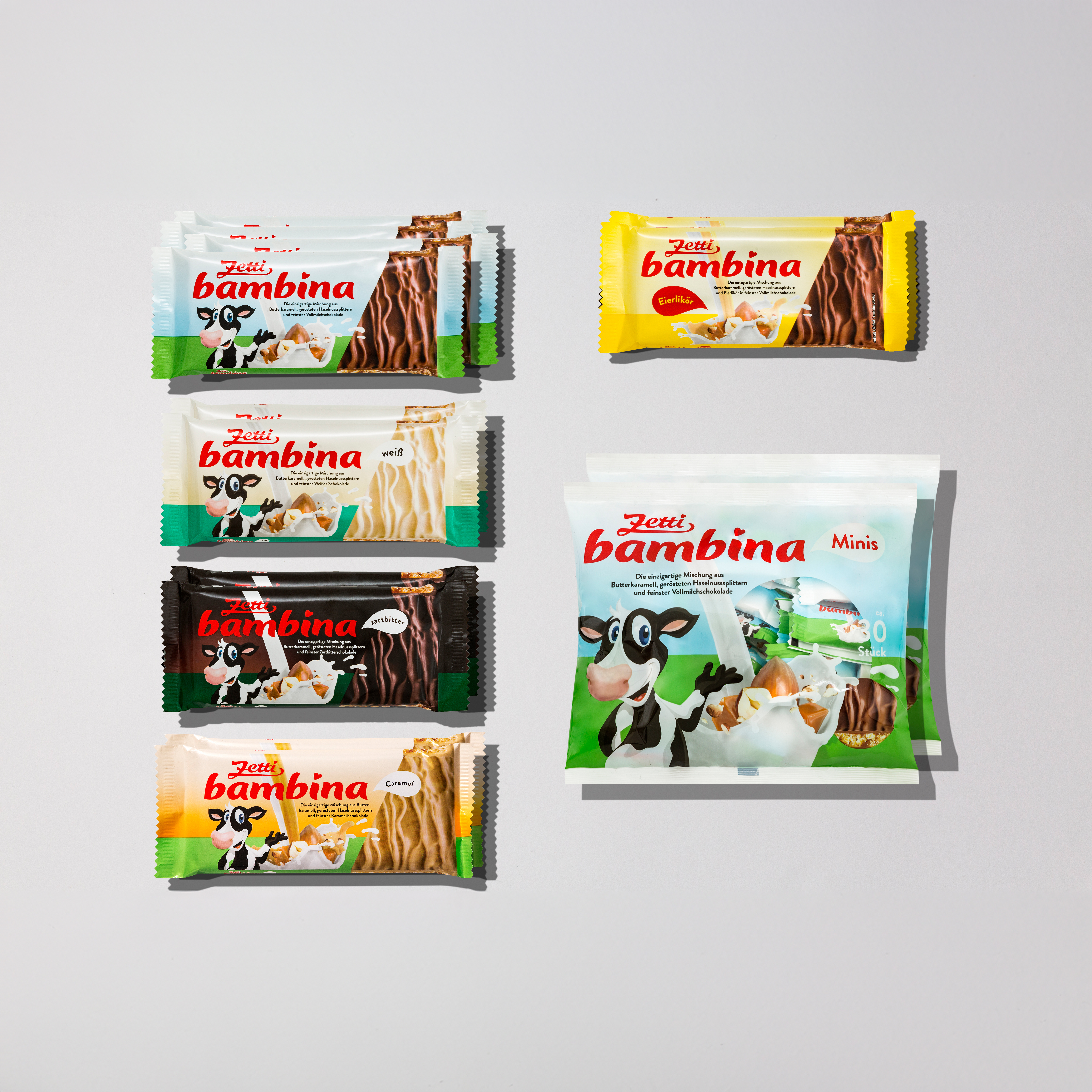 Zetti Bambina Power Die Abbildung zeigt eine Vilezahl verschiedener Zetti Bambina Tafeln