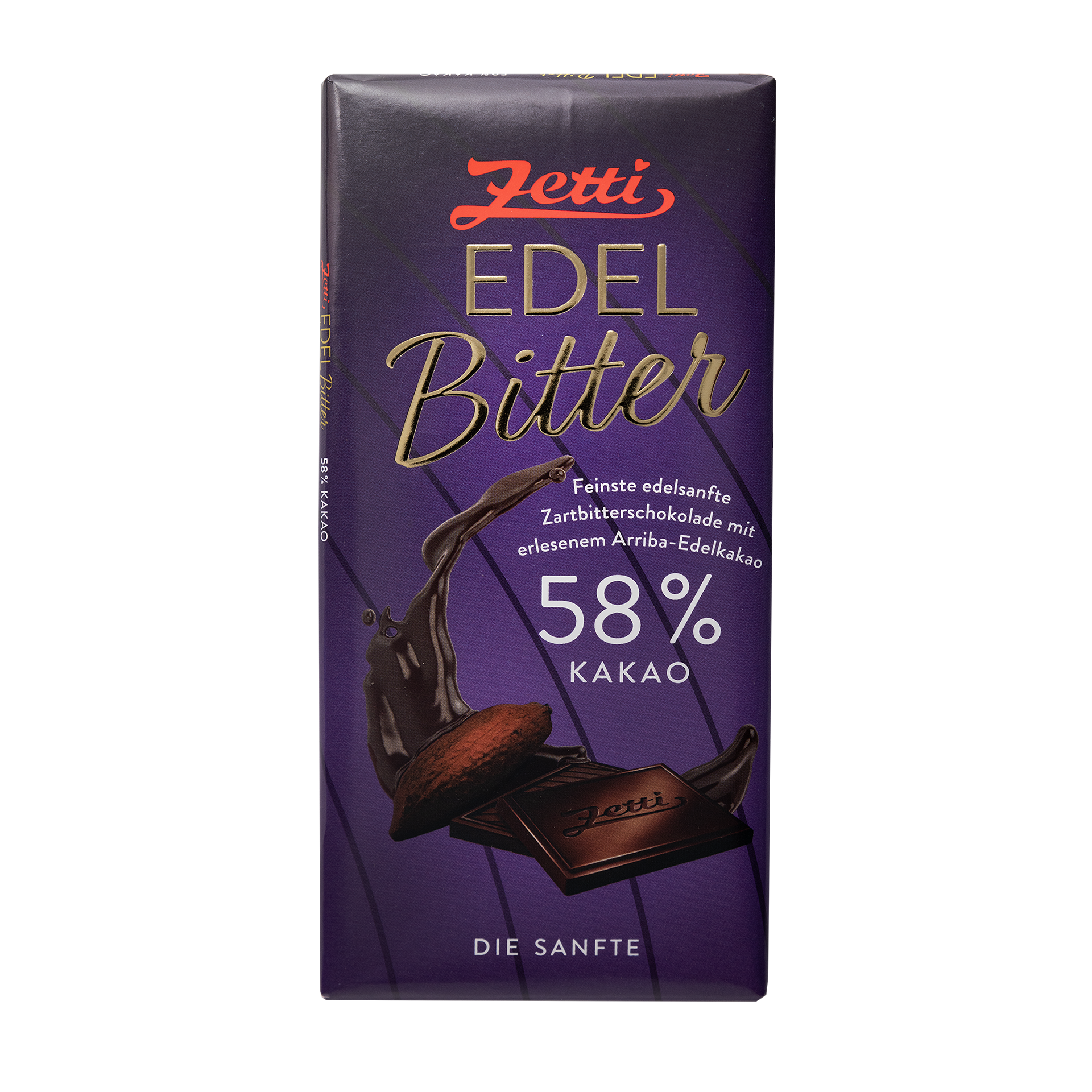 Zetti Edelbitter Tafel 58% Vorderseite der Zetti Edelbitter Tafel 58%